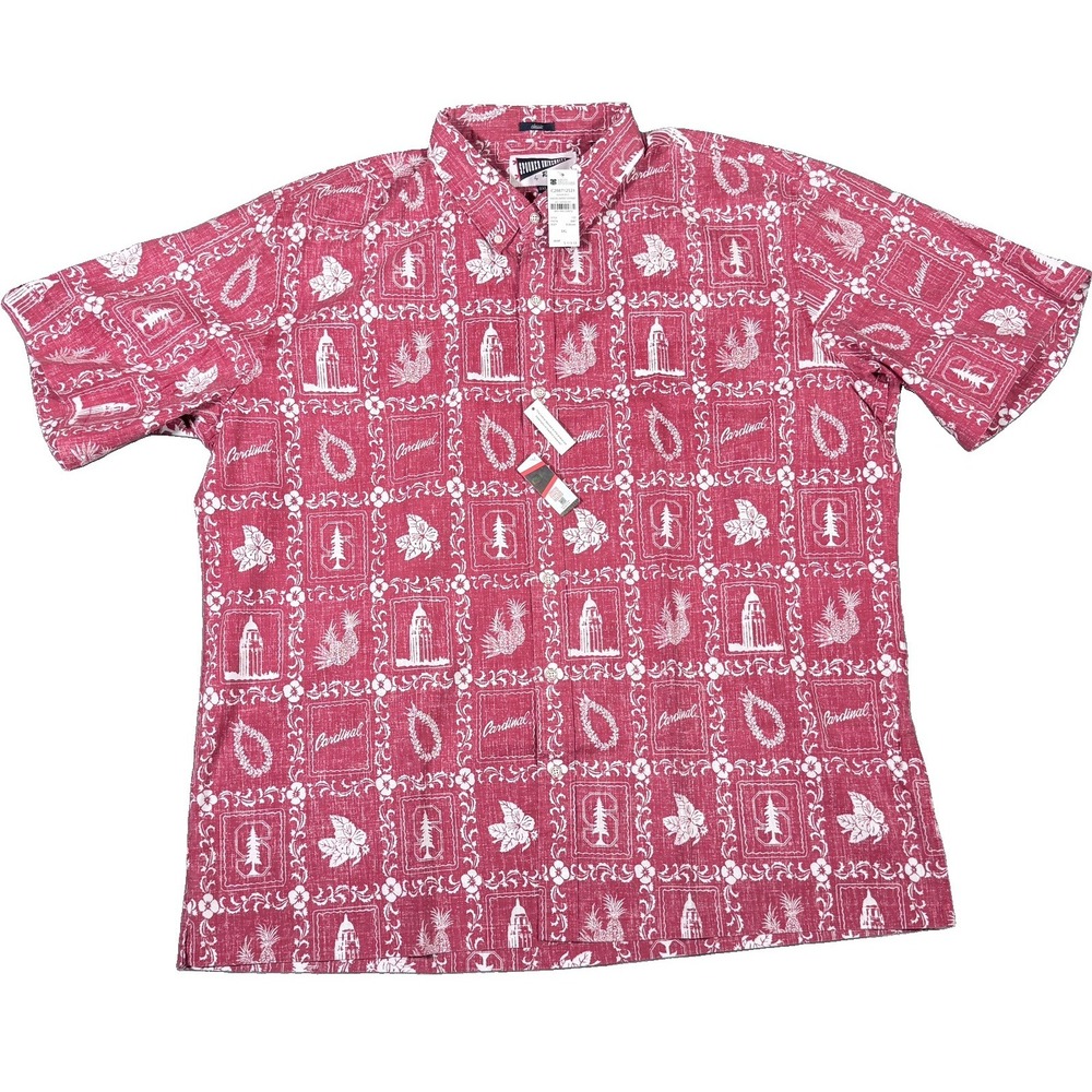 NWT Reyn Spooner Stanford University Hawaiian Shirt 3XL Red NCAA Aloha Button Up